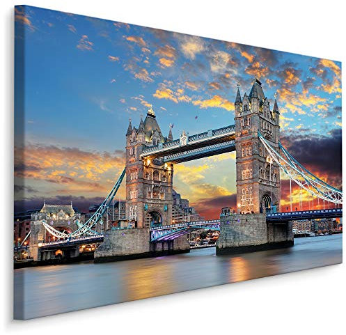 Muralo Bilder Stadt 40 x 30cm Bild auf Leinwand Wandbild Kunstdruck London Brücke Tower Bridge Leinwandbilder Schlafzimmer Wohnzimmer Wanddekoration Design Wand Bild Panorama Architektur
