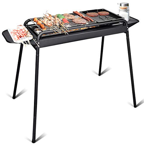 SPSUPE Tragbarer Grill, Holzkohlegrill mit Antihaftbeschichtung, Schwarz