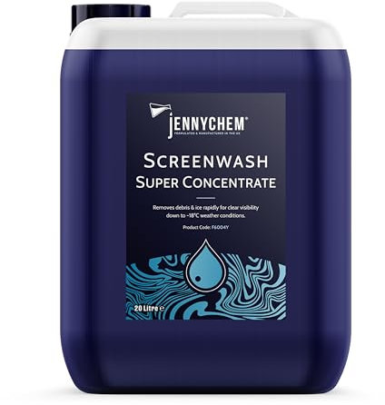 Jennychem Super Concentrated Screenwash. Screen Wash Concentrate Antifreeze Works In Winter Weather Up To -18°C. Anti-Smear. Can be Diluted To Suit All seasons (20 Litre (Pack of 1))