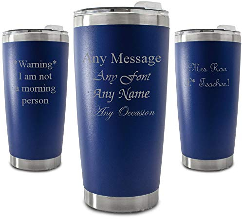 Personalised Engraved 500ml Dark Blue Travel Cup, Personalise with Any Message