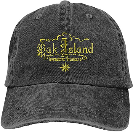 Baseballkappe für Männer und Frauen, verstellbar, klassisch, Vintage, gewaschene Baumwolle, Denim, Trucker-Mütze für Laufen, Workouts, Outdoor-Aktivitäten, Oak Island Schatzjäger Fels-Kasquette