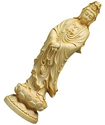 VALICLUD Hand Geschnitzte Buddha Statue Feng Shui 2021 Kuan Yin Buddha Statue Glück Und Reichtum Reinem Neue Mond Cloud Tausend Hand Guanyin Göttin Reiten Lotus Dragon Home Dekoration