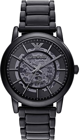 Emporio Armani Herrenuhr, Automatikuhrwerk, 43mm na Edelstahlgehäuse mit Edelstahlarmband, AR60045