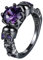 OIDEA Herren-Damen Ringe Schwarz Totenkopf mit Lila Zirkon Persönlichkeit Punk Stil Vintage 54 (17.2)