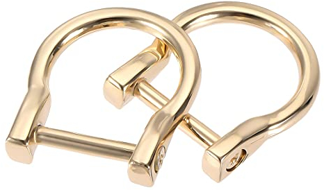 sourcing map 2 Stück 23mm (0,91) U-Form Hufeisen D-Ringe Einschraubschäkel Schnalle für DIY Handwerk Golden Farbton