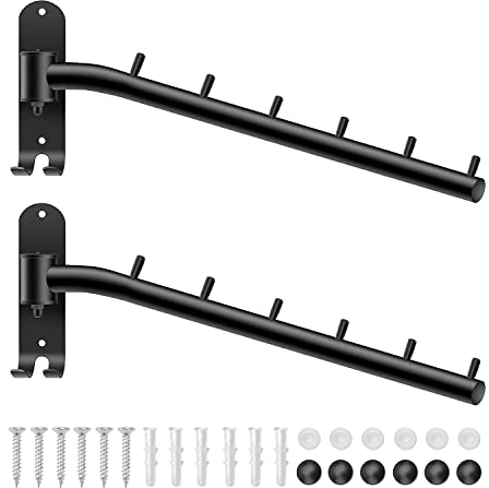 Bosszi 2xzusammenklappbare Kleiderbügel zur Wandmontage, Edelstahl-Kleiderhaken mit Schwingarm-Halter, platzsparendes Kleider-Hängesystem, Organizer, robuster Trockenständer (schwarz)