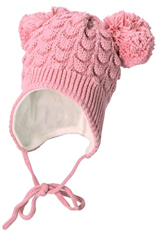 Sterntaler Baby Mädchen Bommelmütze - Struktur Mütze für Babys, Kappe für Kinder - aus Baumwolle mit Bindeband - rosa, 49