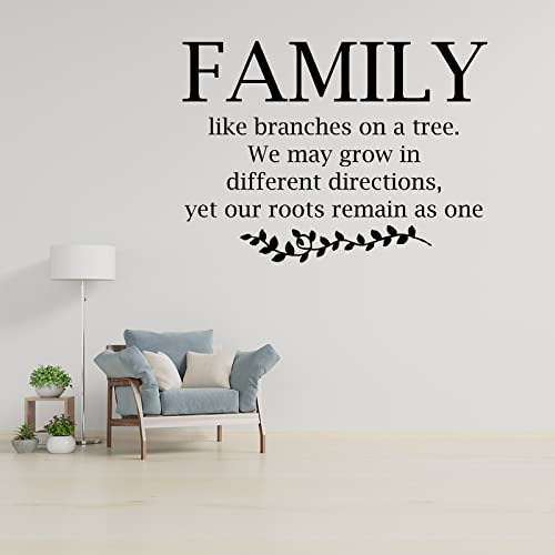Wandaufkleber Family Like Branches on A Tree We May Grow in Different Directions, Yet Our Roots Remain As One Wall Decals Vinyl Wandtattoo Zitat Sprüche Aufkleber Inspirierende Wandaufkleber