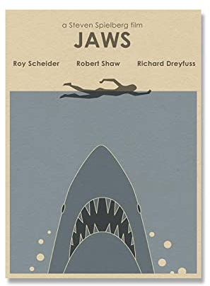 Jaws Minimalistische Retro Beliebte Poster & Kunstdrucke Film Leinwand Bild Kraftpapier Wand Bilder Home Room Deko Wandbilder Für Wohnzimmer 40x60cm Ungerahmt