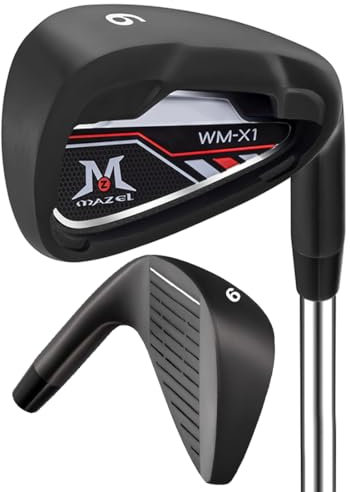 MAZEL Golf Eisen Single1,2,3,4,5,6,7,8,9, P, A,S, Edelstahl Golf Club Eisen für Männer Rechtshänder (Black Individual Iron,RH, #6 Iron)