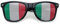 AMMICCO Sonnenbrille, Flagge, Weltmeisterschaft, 2 Paar Brillen, Gitter, Brillen, Halterung, Dekoration, Zubehör, Foto, Brille, Party, Sport, Fußball (Italien)