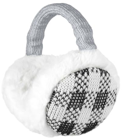Sudawave Unisex Faltbare Ohrenschützer Warm Stricken Ohrenwärmer Herren Damen Fleece Winter Ohrenschützer (Weißes Plaid)