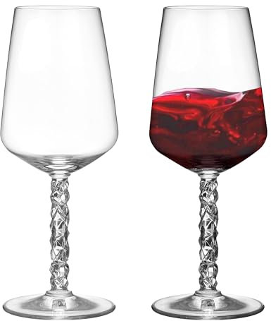 Orrefors Carat 14.8 Fl. Oz. Wine Glasses - Set of 2, Classic Stemmed Covered Wine Glasses - Kitchen & Dining Crystal Glassware, Versatile Serving for Merlot. Pinot Noir, Mimosa, Dishwasher Safe