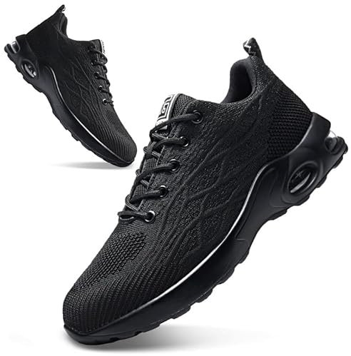 ziitop Chaussures de sécurité Homme Femme Basket de Securite Baskets Chantiers Embout Acier Respirant Chaussures de Travail Légère Anti-Perforation Noir 45 EU