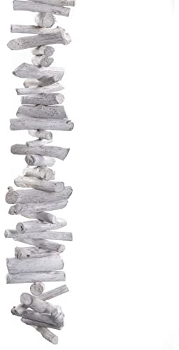 DESIGN DELIGHTS Treibholz Girlande Verano | Teakholz, 220 cm, weiß, 1 Kette | Holzgirlande, Treibholzkette, Hängedekoration, martimer Hänger, Wandbehang