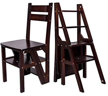 Klappstufen, verformbarer Leiterhocker aus massivem Holz, multifunktionaler, klappbarer Design-Tritthocker, Haushaltsklappstuhl mit 4 Stufen – 4 Farben, 150 kg Tragfähigkeit (Farbe: A)