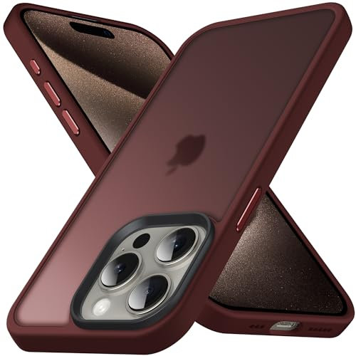 Anqrp Zero Seriesr für iPhone 15 Pro Hülle, Minimalistische Transluzente Matte Schutzhülle, Military Stoßfest Handyhülle für iPhone 15 Pro mit Silikon 6,1 Zoll, Glücks Rot