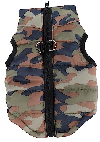 minkissy Niedlicher Hundemantel für Welpen mit Baumwolle Gefüllte Weste Größe S Hundebekleidung Camouflage-Muster