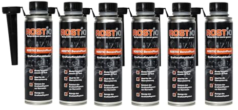Rostio Aditivo de gasolina Plus4, estabilizador de combustible y limpiador de sistemas de motor, limpiador de motor de combustible, limpieza de inyectores y válvulas, tamaño: 6 botellas