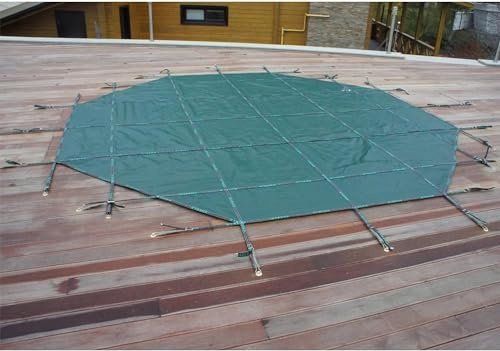 SAFWEL Protecteur de Piscine Anti - poussière Bâche de Piscine Maille Ronde de Couverture de sécurité de Piscine, 10m 9m 8m 7m 6m 5m 4m 3m Couverture de Protection de Piscine Robuste pour l'hivernage