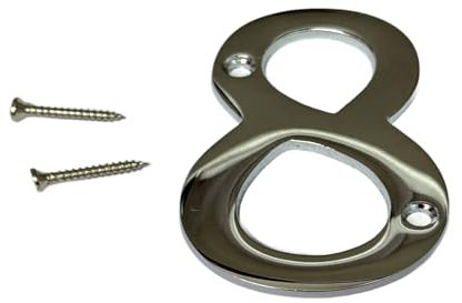 3-Inch Polished Chrome Door Numbers Screw On Number 8 Door Number House Front Door Building Porch Gate Address One Elegant and Bold Door Numerals Suitable for All Door Types.