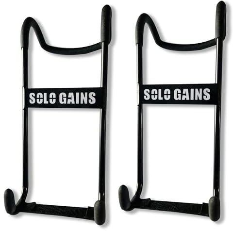 SOLO GAINS Dumbbell Spotter Hooks Barbell Attachment Arms for Shoulder and Bench Press Workouts, Strength Training, Weightlifting, Powerlifting, and Upper Body Fitness, Pair