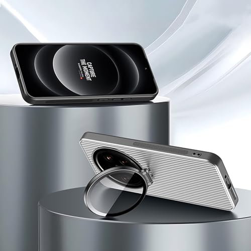TIANYUE Coque pour Xiaomi 14 Ultra, Coque Mince Film Intégré avec Capuchon d'objectif d'appareil Photo, Couverture Rigide en PC avec Support pour Xiaomi 14 Ultra-Argent