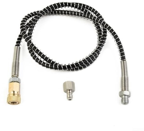 Tubo dell'aria DN2, 91 cm, ad alta pressione, 4500 psi, con sparatore per acqua e olio e connettori a sgancio rapido in acciaio inox