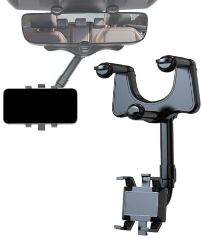 DCYBDL Rückspiegel Handyhalterung für FIAT Novo UNO Mille, 360° Multifunktionale Drehbare Auto-Rückspiegel-Handyhalterung Handy Halterung Autohalterung Handy