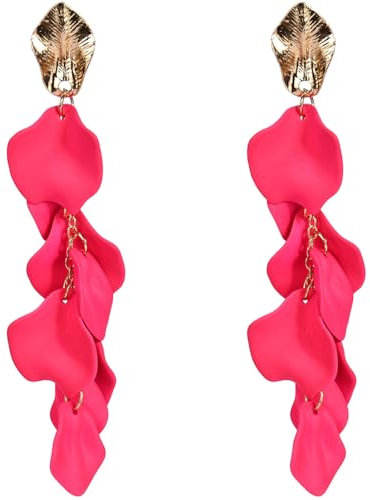 KGDUYC 1 paio orecchini fiore,Orecchini Donna Fiore Petalo Dichiarazione Orecchini Bohémien Orecchini Anallergici Goccia Orecchini da Party Compleanno,orecchini fiore,Orecchini con petali di rosa
