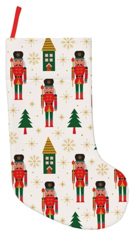 DORKEIXIA Nutcracker Christmas Tree Snowflakes 18 Inches Large Cable Knitted Stocking Personalized Xmas Hanging Stocking Decorations for Holiday Christmas Party Family Decor