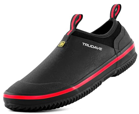 Trudave Mens Garden Shoes, Waterproof Slip-On Womens Rain Boots Unisex Rubber Footwear for Gardening, Farming, Lawn Care and Yard Work