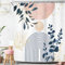 Riyidecor Pink Grey Abstract Boho Modern Mid Century Shower Curtain for Bathroom Decor 72Wx72H Leaves Blue Gold Eucalyptus Plants Blush Art Printed Fabric Polyester Waterproof 12 Pack Plastic Hooks