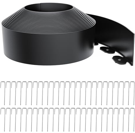 Landscape Edging 4 Inch Tall 40FT with 50Pcs Metal Spikes, Plastic Garden Edging Border Landscape Edging Border Lawn Edging for Landscaping, Flower Bed, Yard