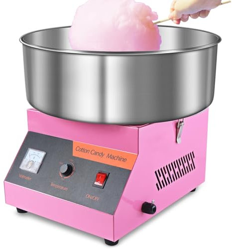 Elektrische Zuckerwattemaschine, 1000 W Kommerzielle Zuckerwattemaschine, Zuckerwatte Maschine mit Edelstahlschüssel & Zuckerlöffel, Cotton Candy Machine für Familienfeiern, Kindergeburtstage, Rosa
