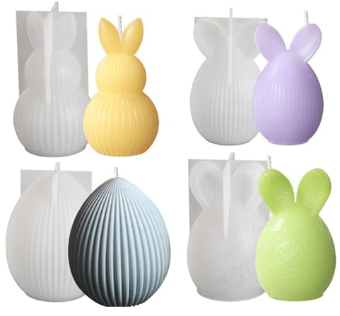 Silikonformen Gießformen Ostern, Ostereier Silikonform Ostern Silikonform Hase Gipsformen zum Gießen Osterei Silikonform Kerze Gießformen Silikon Ostern Kerzenformen für Handwerk (C)