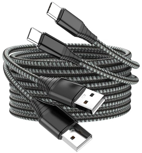 USB Type C Cable Fast Charging,2pack 10FT Premium Nylon Braided 3A Rapid Charger Quick Cord,Type C to A Cable Compatible for Samsung Galaxy S21 S20 S10 S9 S8 Plus,Note 20 10 9 8, LG V50 V40 G8(Black)