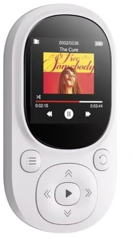 Eoslcusmvl 64GB Clip MP3 Player with Bluetooth 5.3, Lossless Sound, FM Radio, Voice Recorder, Supports Up to 128GB TF Card White