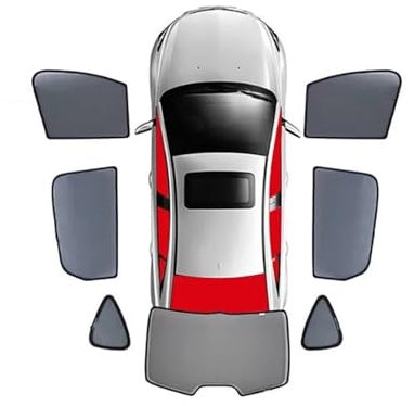 UAGFDFF Auto Sonnenblende Für VW Für Touran 5T 2016-2024 Auto Sonnenschutz Visier Frontscheibe Vorhang Rückseite Baby Fenster Sonnenschutz Schild Sonnenblende Verlängerung(7PCS)