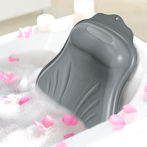 TABKSOLA Cuscino da Vasca in Silicone, Antimuffa, Inodore, Facile da Pulire,Morbido e Confortevole Cuscino di Lusso, Adatto a Tutte le Vasche da Bagno. (Grigio scuro)
