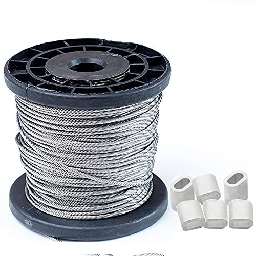 YZWHKJ Filo d'Acciaio,Fune Metallica 50 / 100m 0.6mm-1.2mm Diametro 7x7 304 Cavo a Filo in Acciaio Inox Cavo in Acciaio Inox Cavo di Sollevamento Pesca più Morbido(1mm 50M)