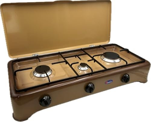 CFParker Fornello 3 Fuochi a Gas GPL con Valvola di Sicurezza Sfumato Marrone - 5324SFGPS