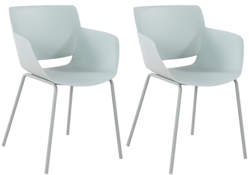 CLP 2er Set Gartenstuhl Alpena I wetterfest und UV-beständig I Metallgestell I Sessel für draußen I Esszimmerstuhl, Farbe:türkis