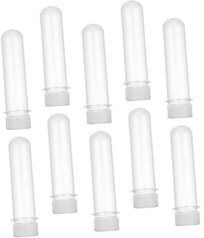 FIXOSHEE 10 pcs Reusable Clear Plastic Candy Storage Tubes with White Lids Portable Test Tubes for Food Storage and Practical Containers for Snacks and Small Items