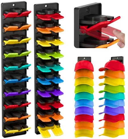 Kitnelw 2 Stück Cap Halterung Wand für Bis Zu 20 Hüte Stabil Fixierung Mützen Aufbewahrung Basecap Halterung mit Schrauben Selbstklebend Cap Halter für wand, Tür, Schrank