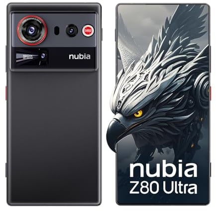 nubia Z80 Ultra 5G Android Smartphone, Snapdragon 8 Elite Gen 5, Dreifache AI Kamera 50 MP, 6,85 OLED Vollbildschirm 144 Hz, Kabelloses Laden 80W, Wasserdicht Gemäß IP68&IP69 (schwarz, 16+1T)