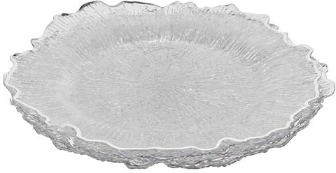 URBNLVING Clear Flower Charger Plates | Silver & Gold Wedding Table Underplates | Decorative Dining Charger Set - 12 - Silver