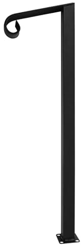 Single Post Handrail for 1-2 Steps, Heavy Duty 330 lbs – Zinc Steel Safety Railing for Stairs, Porch, Bathroom, Indoor/Outdoor Use – Easy Installation, Black (98.9 * 30.16cm)