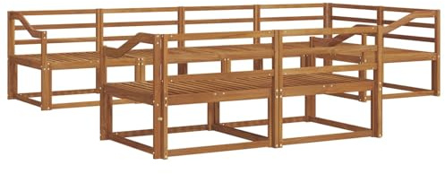 vidaXL Outdoor-Sofagarnitur 7 pcs Natur Massivholz Akazie, Sofa-Set aus Akazienholz, wetterfeste modulare Gartenmöbel, Outdoor Lounge, Flexibles Sectional-Sitzarrangement