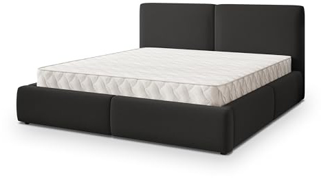 Masseno Polsterbett FELURO SR 120x200 cm, Doppelbett, Bettkasten, Stauraum, Lattenrost Und Kopfteil - Schwarz, SORO 100
